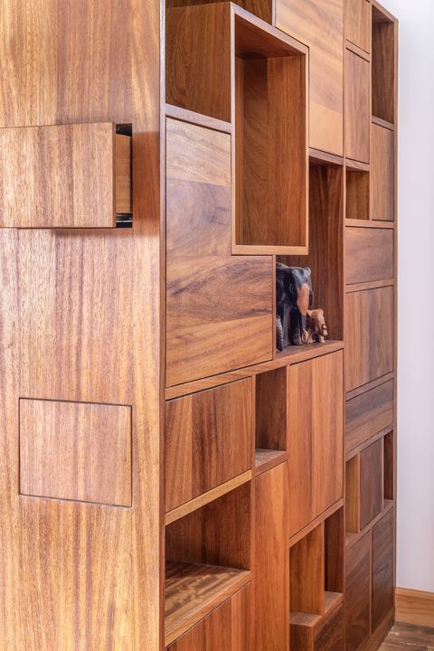 Unconventional solid wood bookcase