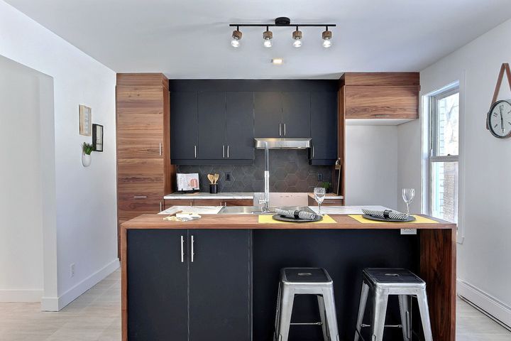 Black walnut and matte black kitchen