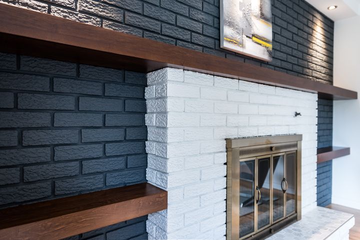 Wooden fireplace mantel