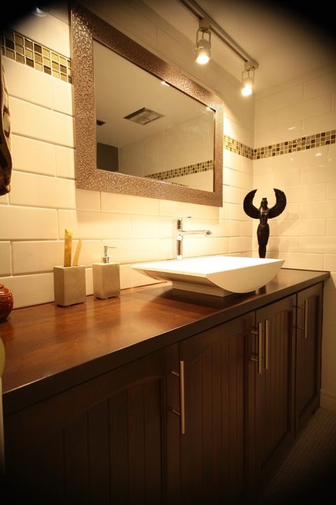 Yellow birch bathroom vanity